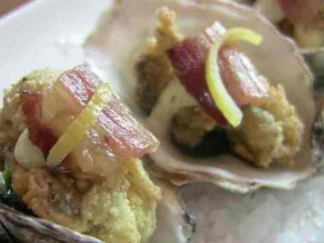 Cornmeal Fried Oysters with Hobbs Bacon - Town Hall, SF